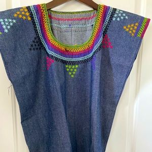 Hand Embroidered Blue Cotton Blouse